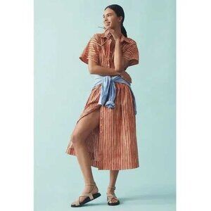 New XS Exquise x Anthropologie The Tobie button-front pleated shirt dress in red